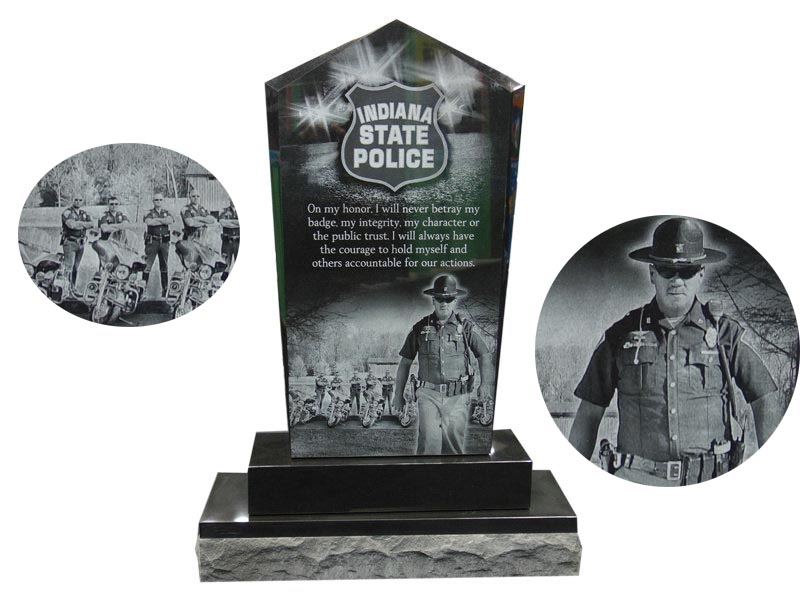 black granite etched memorial