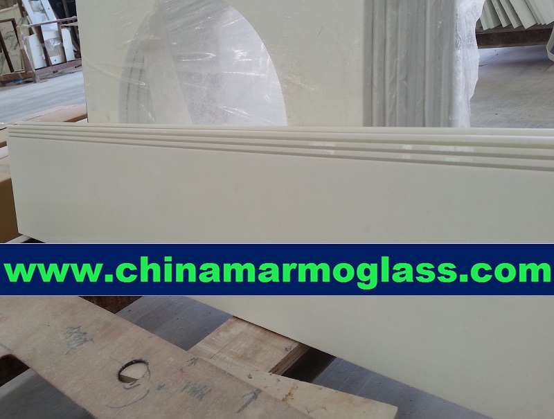 Crystal White Marmoglass Stone Tiles for Stair Steps Crystal White Marmoglass Stone Tiles for Stair Steps