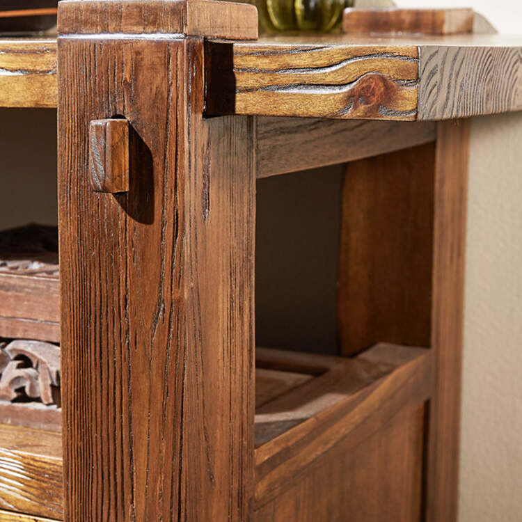 Natural texture of solid wood bathroom cabinet