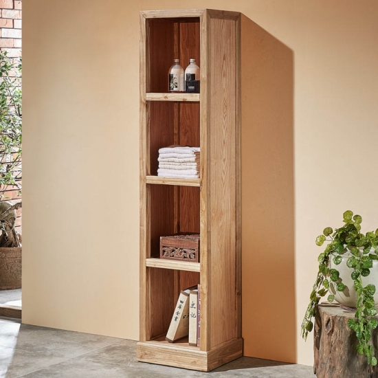 Solid wood four-tier storage shelf locker toilet