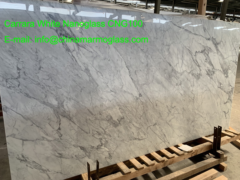 Carrara Nanoglass White Artificia Marble Slabs