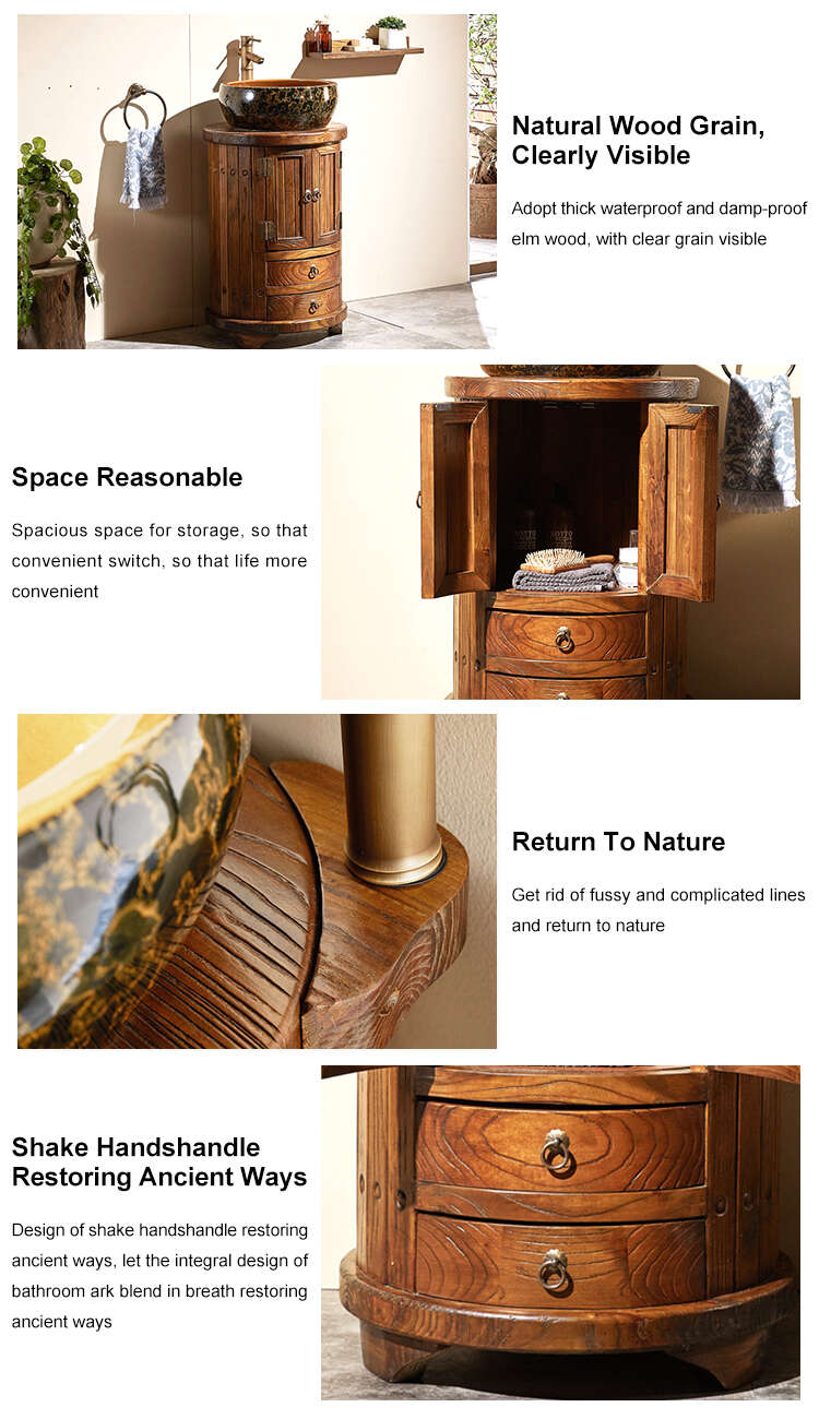 Cylindrical solid wood bathroom cabinet Cylindrical solid wood bathroom cabinet