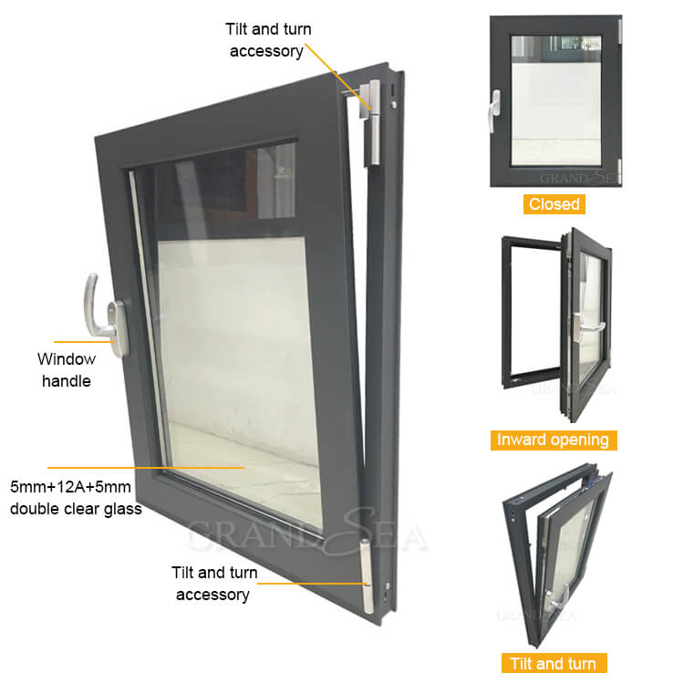 aluminum framed tilt turn window