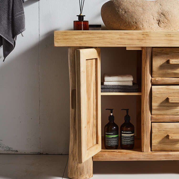 A door with three drawers wood bathroom cabinets Health