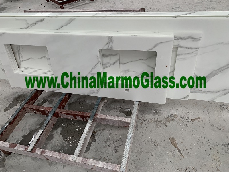Hot Selling Calacatta Clouds Nano Glass Stone Countertop Hot Selling Calacatta Clouds Nano Glass Stone Countertop