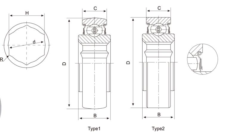 Agriculture Bearings Hex 207NPPB AH09