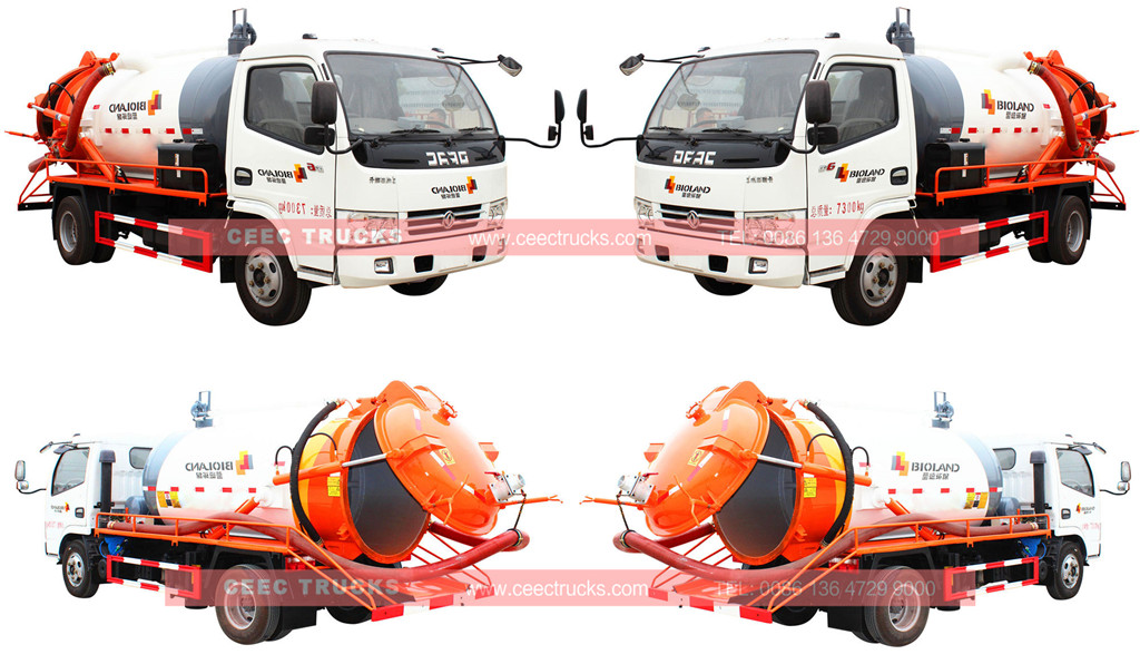 DONGFENG 4cbm vacuum sewage suction tanker truck