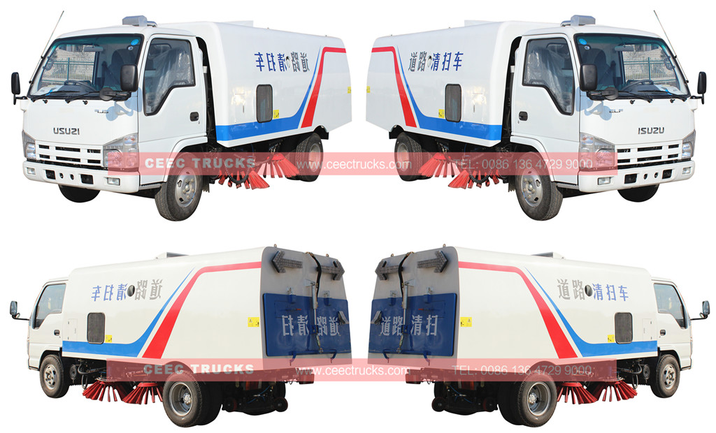 ISUZU 4cbm road sweeper truck wholeview