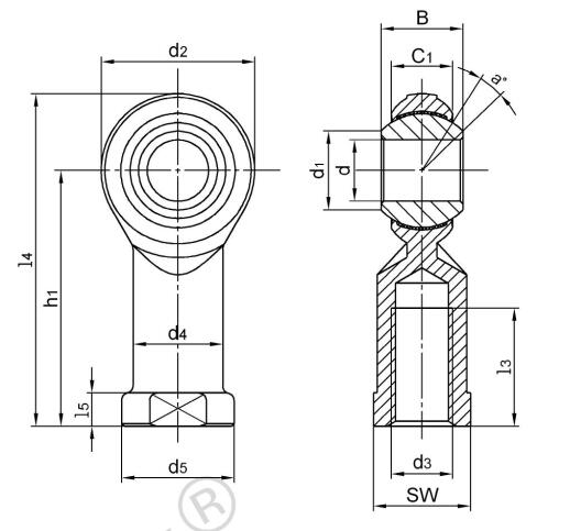 Stainless Steel Rod Ends SPHSB10EC Stainless Steel Rod Ends SPHSB10EC