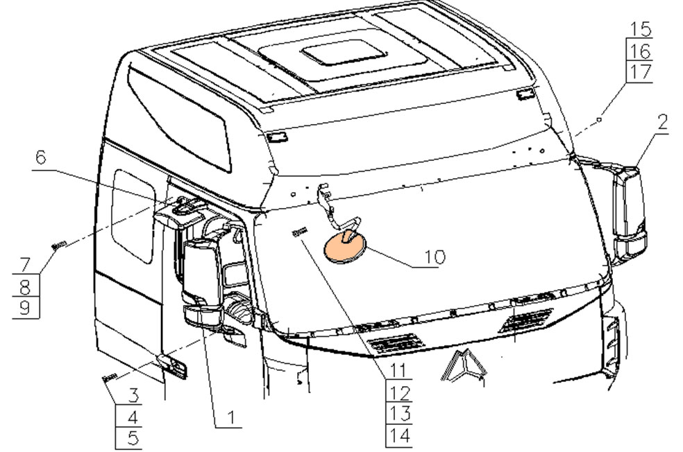 HOWO Spare Parts View Mirror WG1642770004