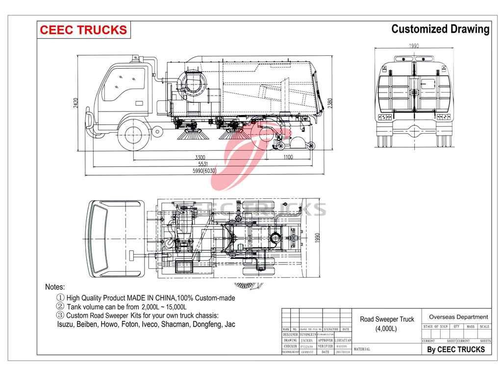 CEEC dongfeng 4cbm road sweeper truck drawing CEEC dongfeng 4cbm road sweeper truck drawing