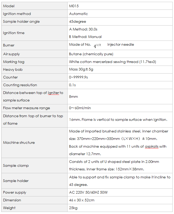 M015 45Degree Automatic Flammability Tester