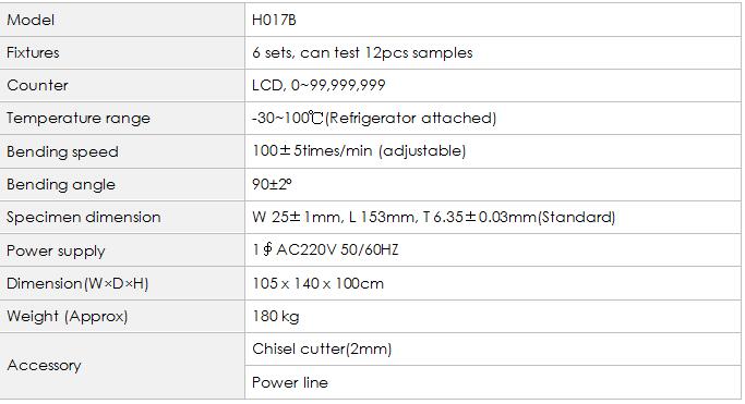 H017B Low Temperature ROSS Flexing Tester