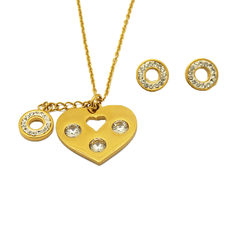 gold plated jewellery manufacturers and suppliers stainless gold accessories wholesale heart pendant jewelry set