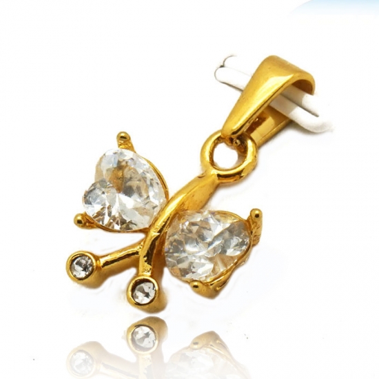 Cz Butterfly Pendant Gold