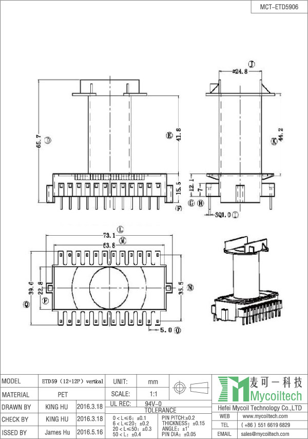 ETD59 flyback transformer