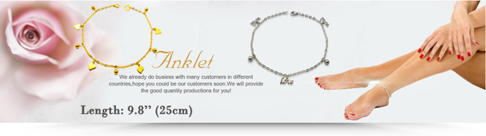 China Custom Supplier Stainless Steel Fashion Jewelry 18K Gold Stainless Steel Anklet with Musical Note