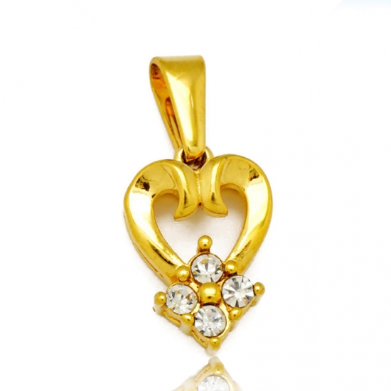 gold zircon love heart pendant