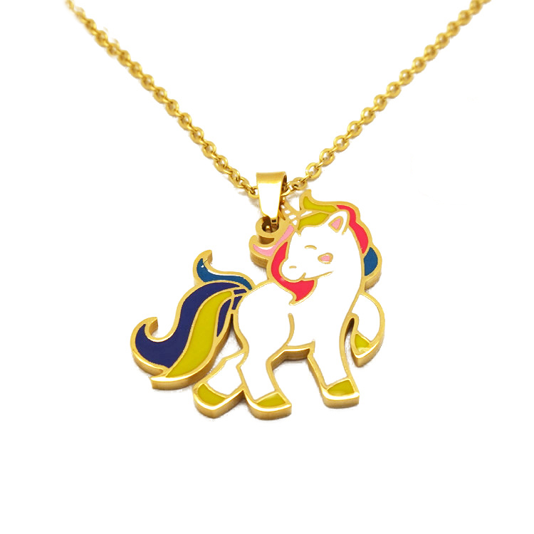 China Suppliers Wholesale Trendy 24k Gold Plated Stainless Steel Fashion Jewelry Customised Unicorn Necklace China Suppliers Wholesale Trendy 24k Gold Plated Stainless Steel Fashion Jewelry Customised Unicorn Necklace