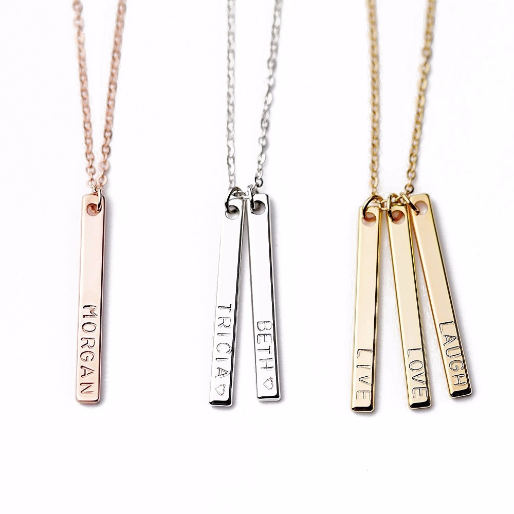 fashion statement jewellery engraved mothers day gift rose gold bar necklace custom personalized name necklace fashion statement jewellery engraved mothers day gift rose gold bar necklace custom personalized name necklace