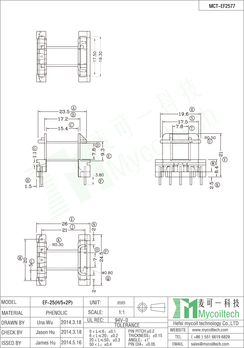 5+2 pin transformer bobbin