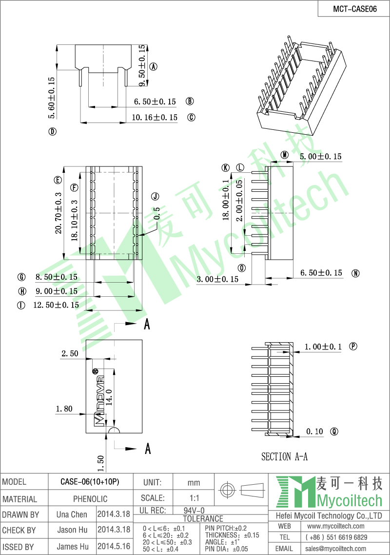 Ferrite coil bobbin