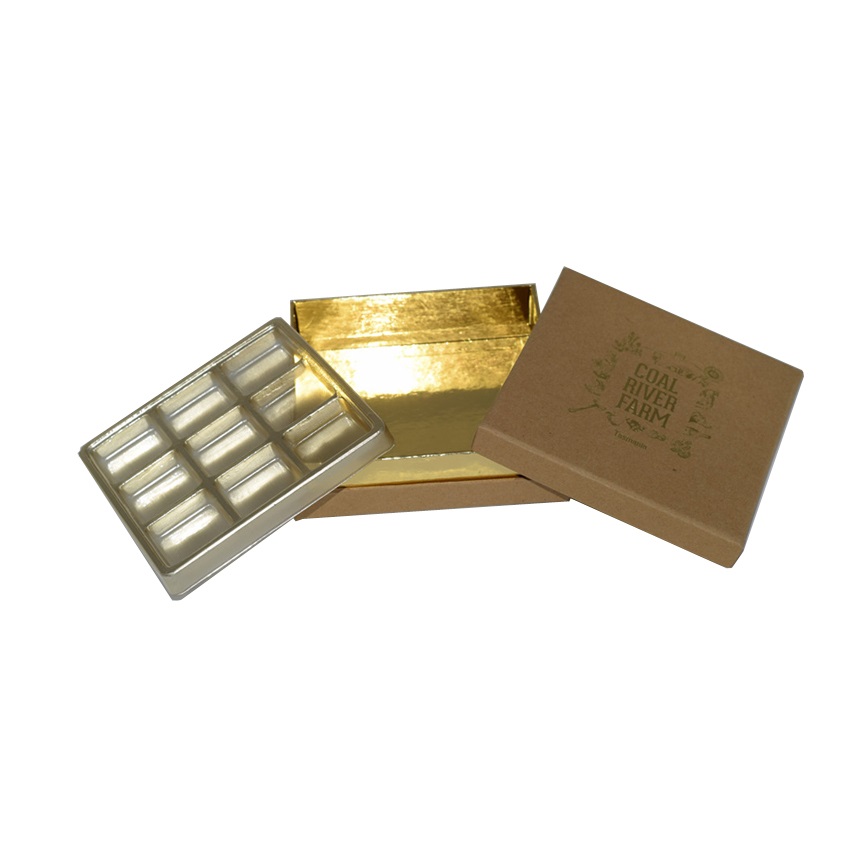 gold truffle box with blister tray insert