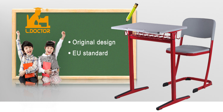 Red steel student desk