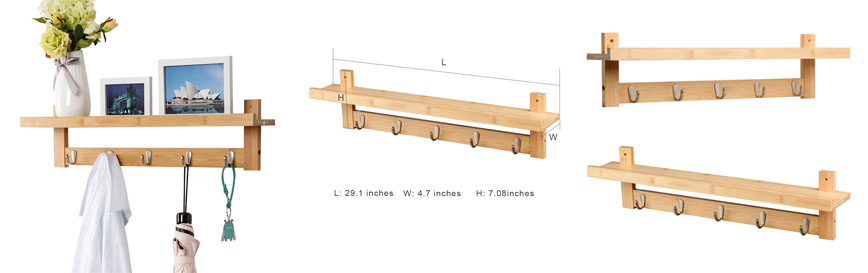 Bamboo Wall-Mounted Coat Rack