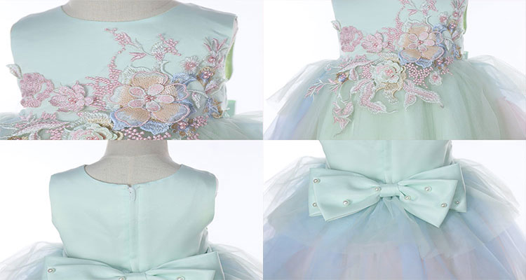 3D Embroidered tulle flower girl dress