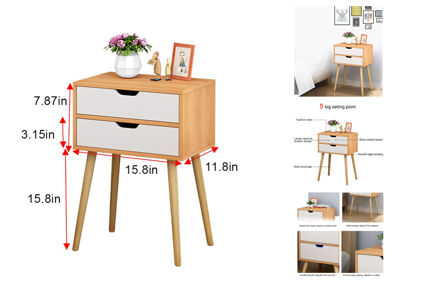 Nightstand with 2 Drawers