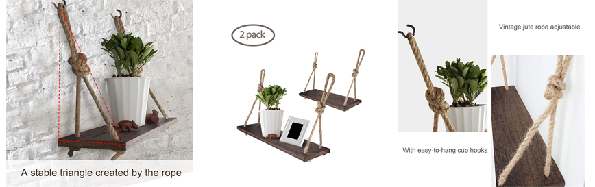 Wood Hanging Floating Shelves