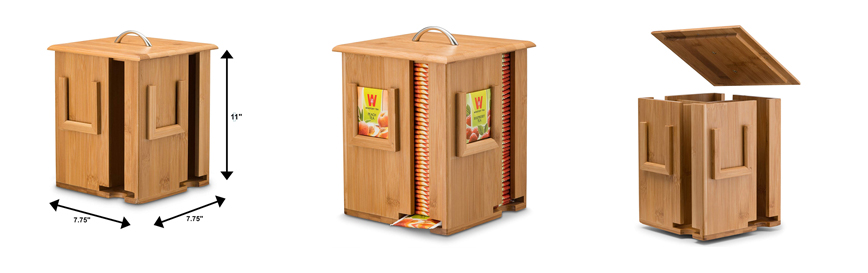 Bamboo Tea Box Storage Organizer