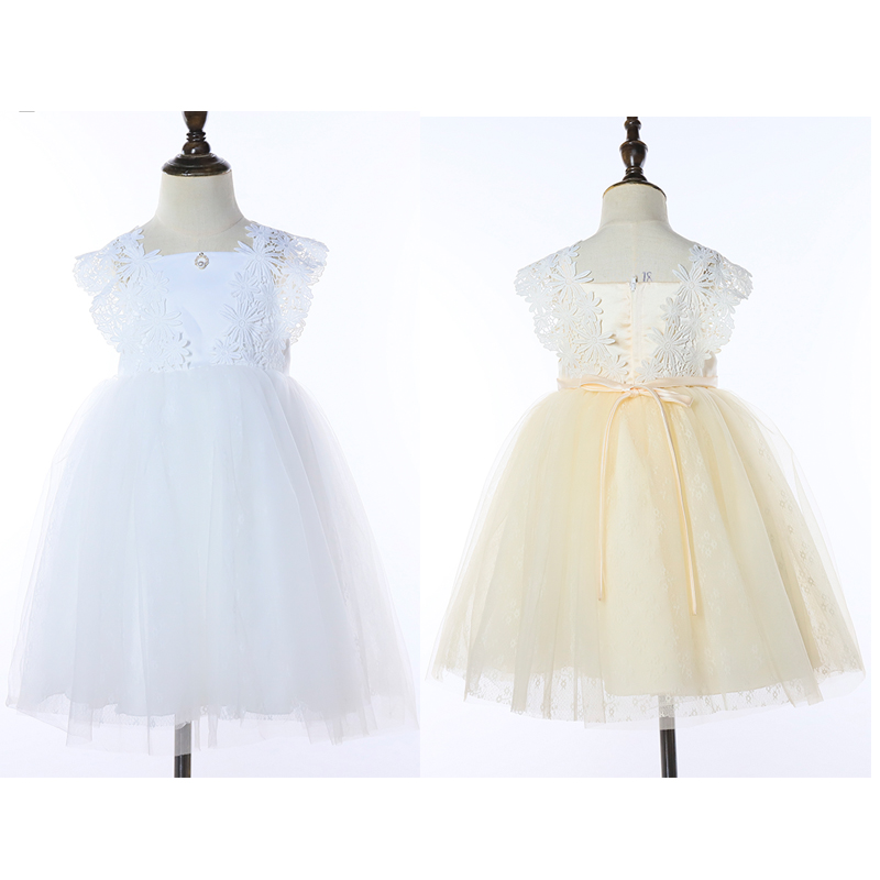 Square Neckline Cap Sleeves Flower Girl Dress