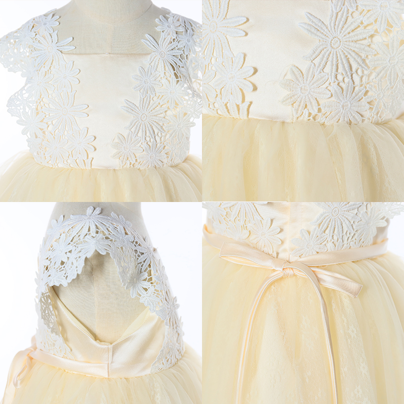 Square Neckline Cap Sleeves Flower Girl Dress