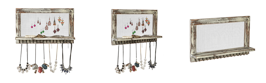 Wooden Wall Mounted Jewelry Organizer