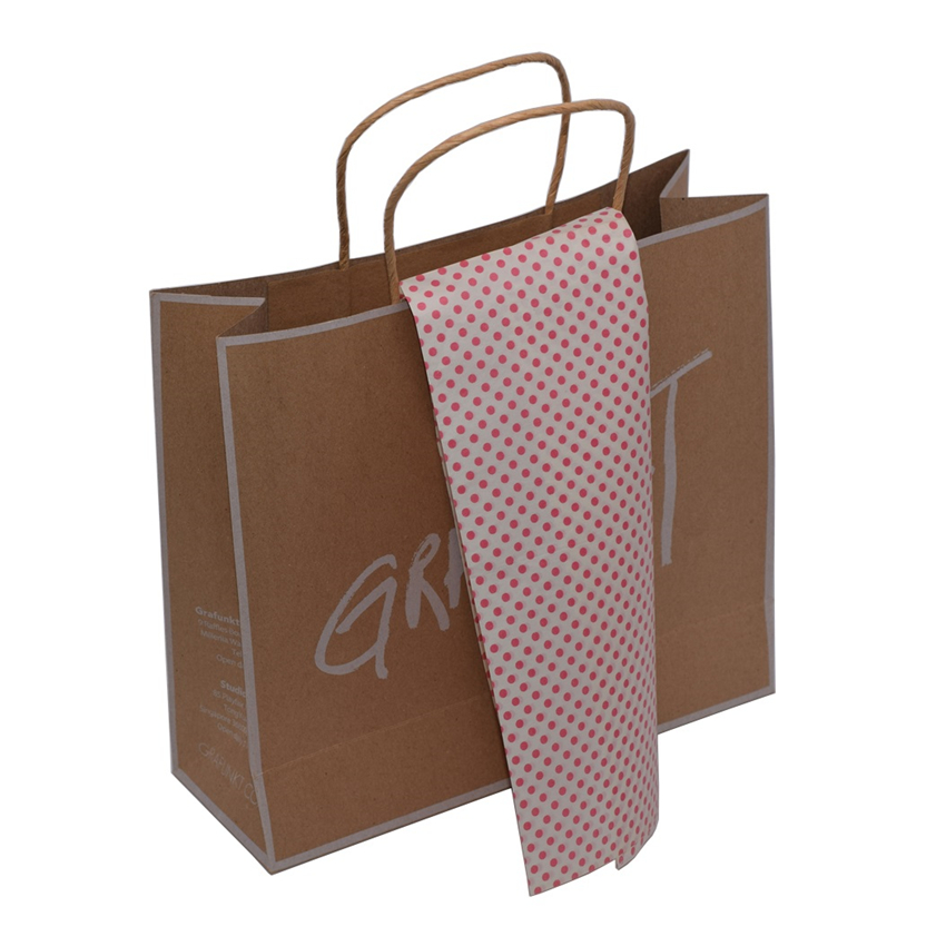 brown kraft paper bag with tissue wrapping paper