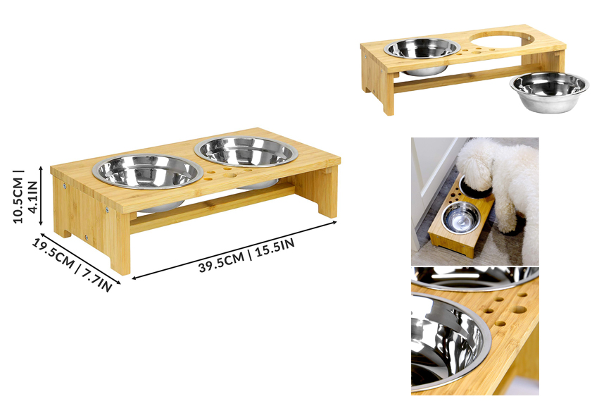 raised double pet bowls