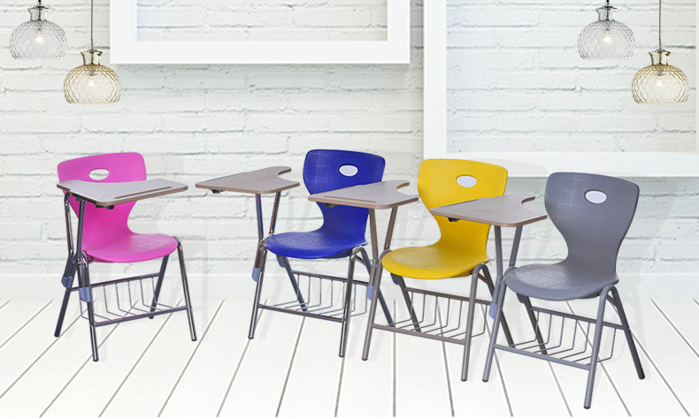 plastic school chairs with writing pad