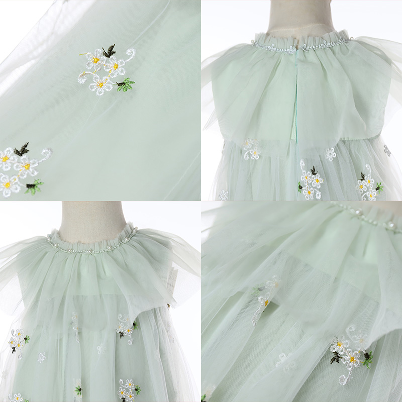  Embroidery Tea-Length Flower Girl Gown Dresses