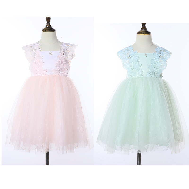 Square Neckline Cap Sleeves Flower Girl Dress