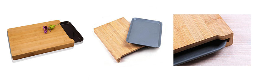 bamboo cutting board with tray