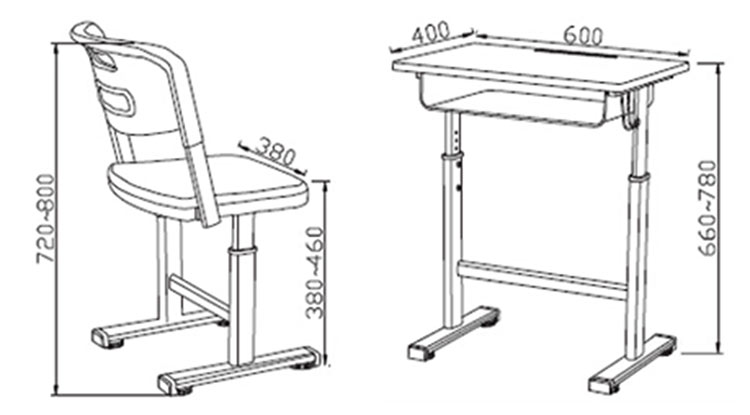 height adjustable school desk