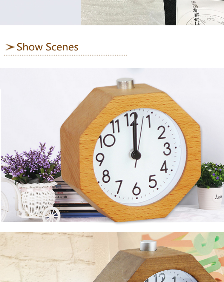 non-ticking wooden table alarm clock