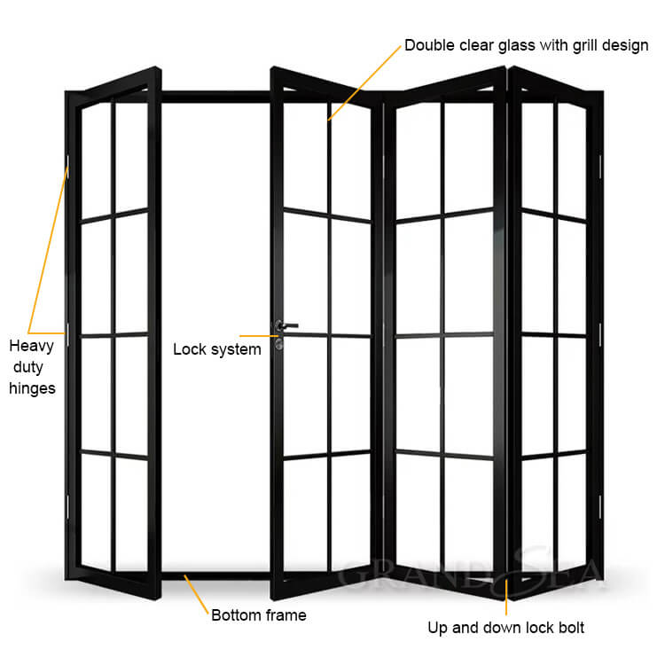 black aluminum bifold door grill