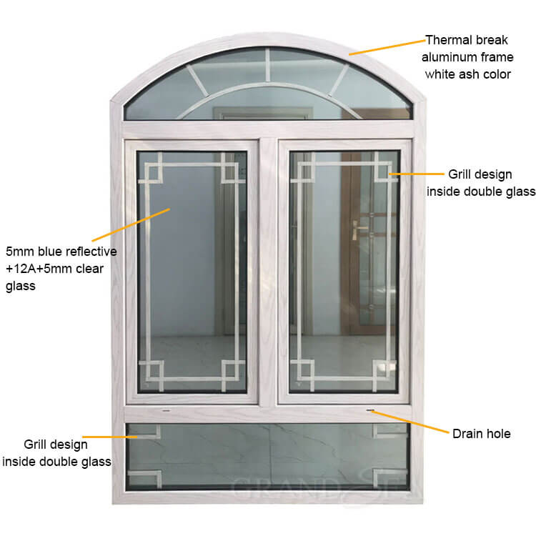 Aluminum arched top casement window Aluminum arched top casement window