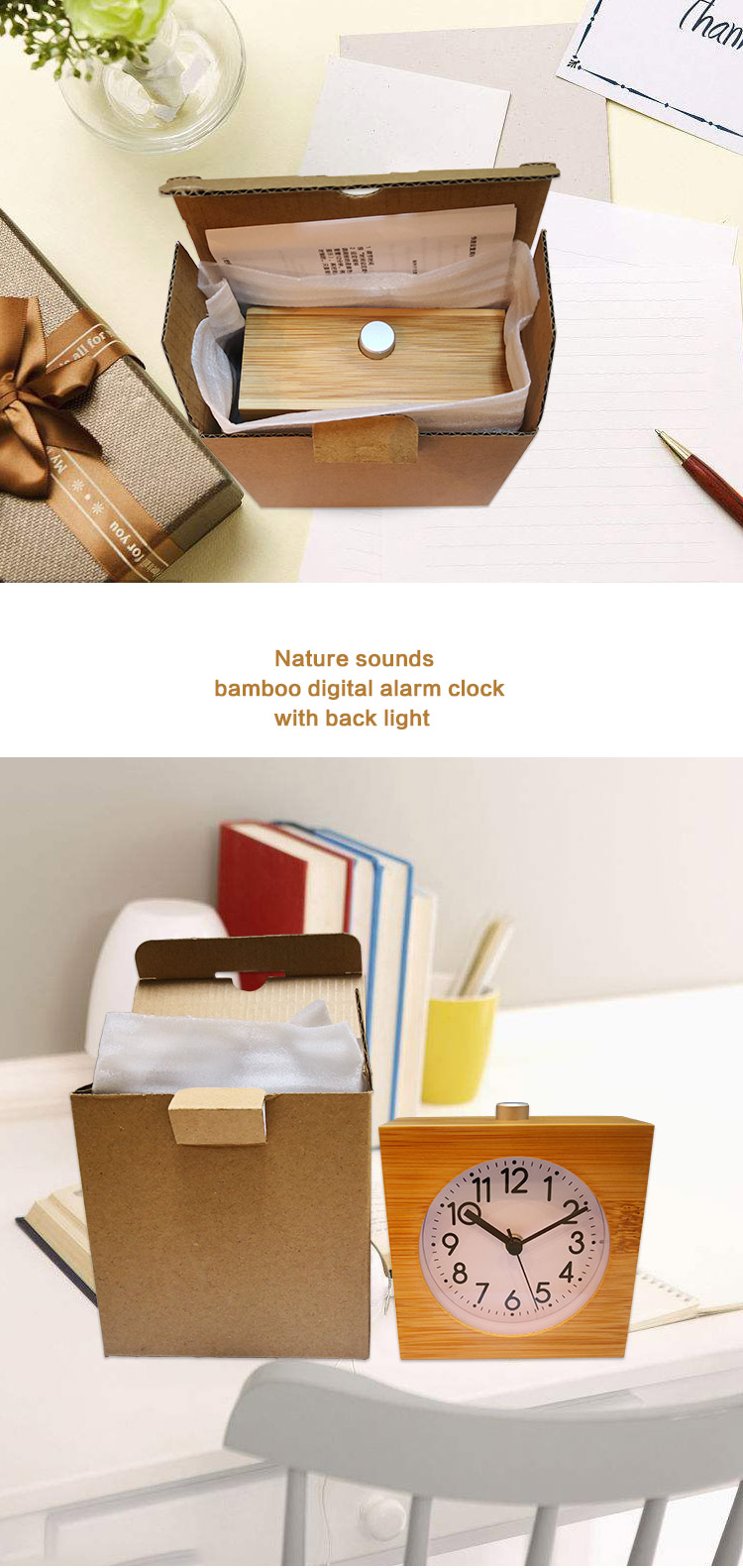 table quartz analog backlight alarm clock