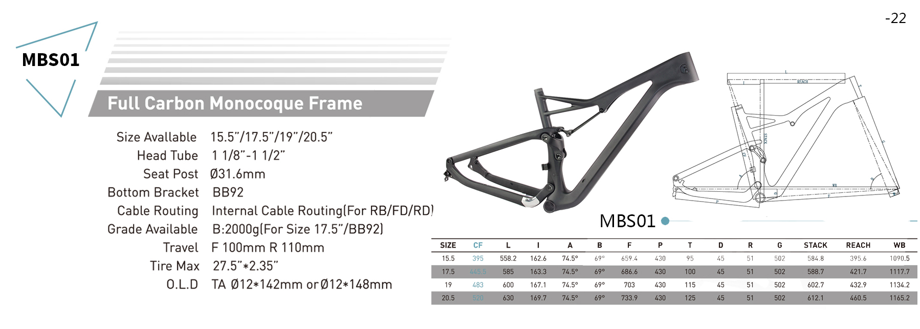 650b mtb frame