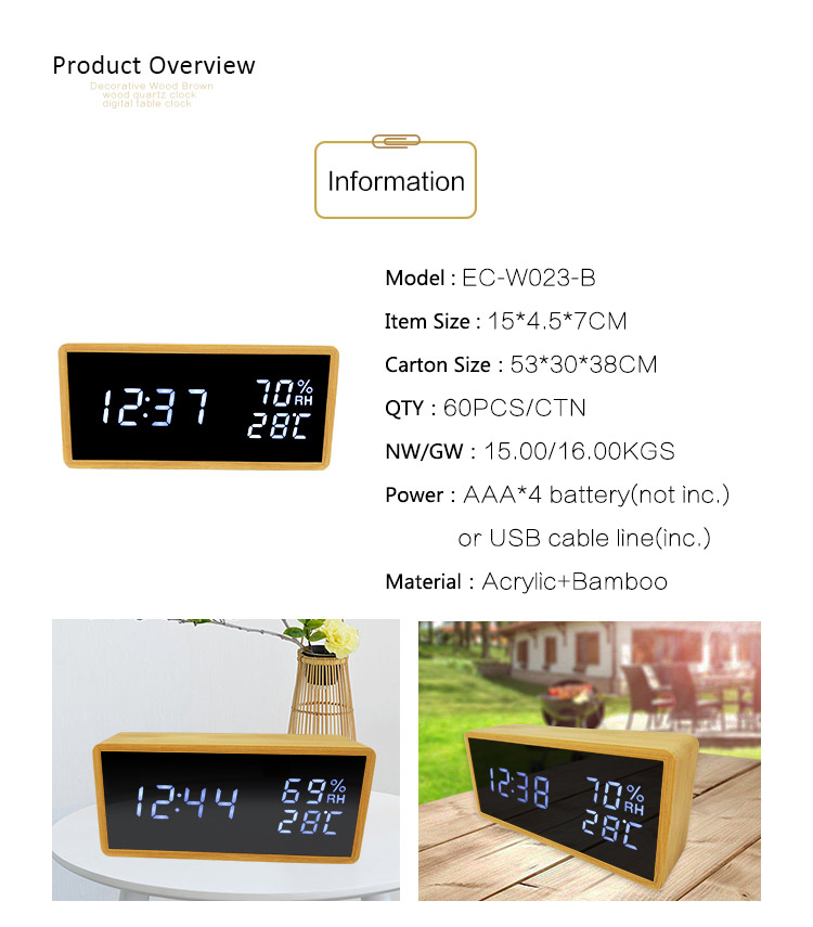 temperature humidity alarm clock