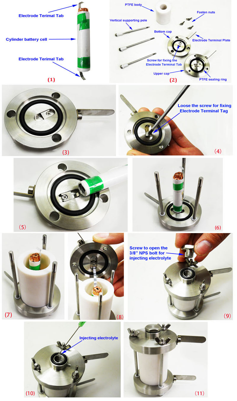 Cylindrical Battery Split type test cell Installation Steps